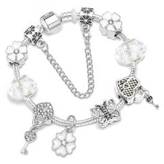 Vintage Silver Color Charms Bracelets Beads Brand