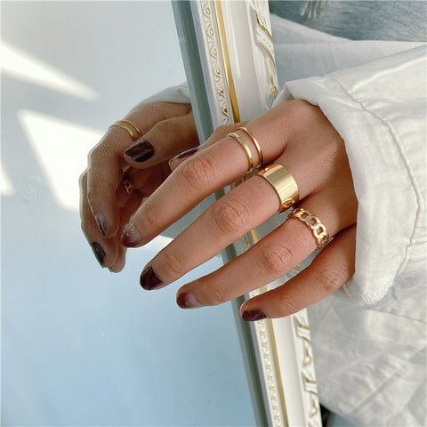Rings Sets Resizeble for Women Aesthatic Grunge Vintage Open Ring