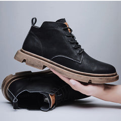 Men Boots British Style Ankle Boots Platform Shoes Casual Business Shoes Leather