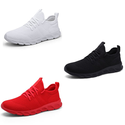 Classic Casual Sneakers for Men Mesh Breathable Elastic Lace Shoes