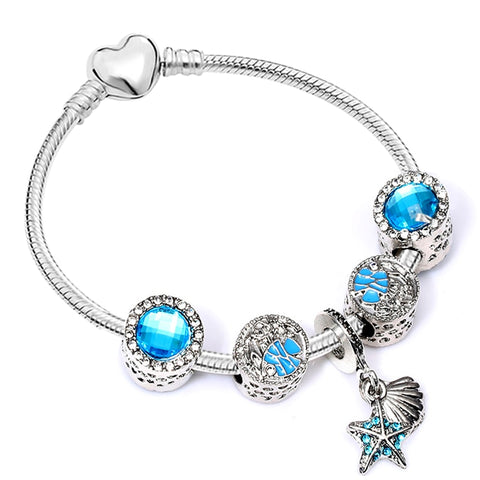 Ocean Collection Blue Turtle Seahorse Narwhal Beaded Dolphin Charm Bracelets