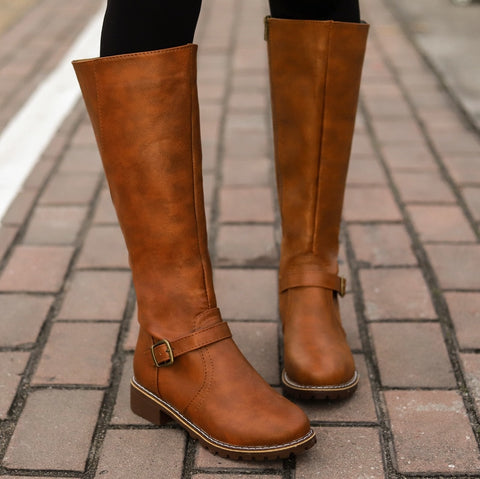 Women Knee High Boots Fashion Low Heels Square Platform Long Boot