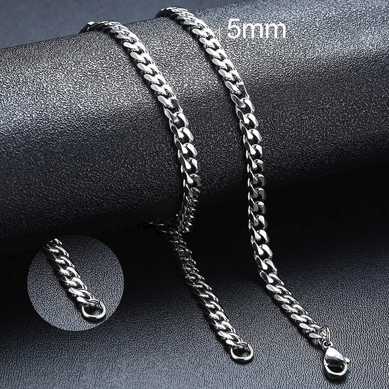 Cuban Chain Necklace Basic Punk Stainless Steel Curb Link Chain Chokers