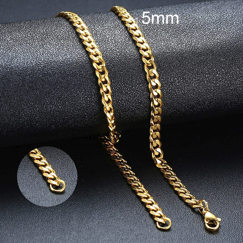 Cuban Chain Necklace Basic Punk Stainless Steel Curb Link Chain Chokers