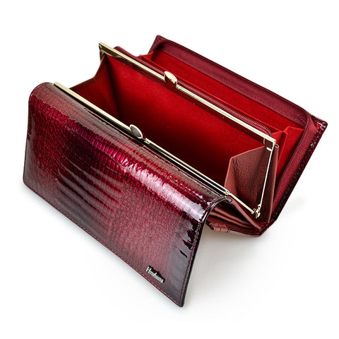 Genuine Leather Women Wallet Long Zipper Wallet