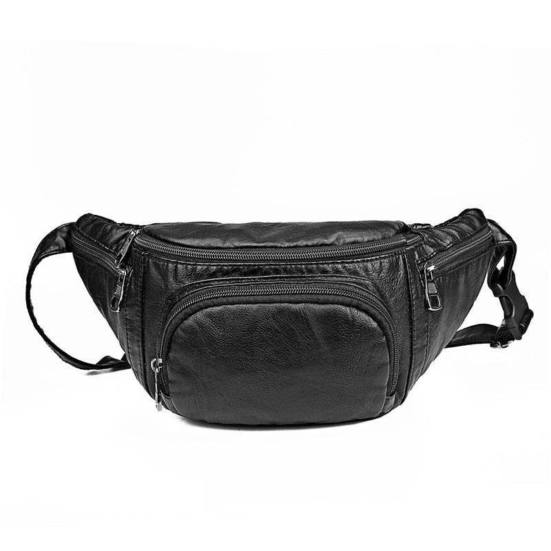 Large Capacity Waist Bag Women Fanny Pack Pu Leather Chest Bag