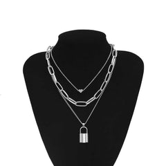 Hip Hop Bling Lock Pendant Choker Iced Out Shiny Cubic Zircon Necklace