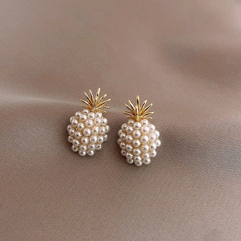 Trendy Geometric Pearl Classic Pineapple Pearl Stud Earrings