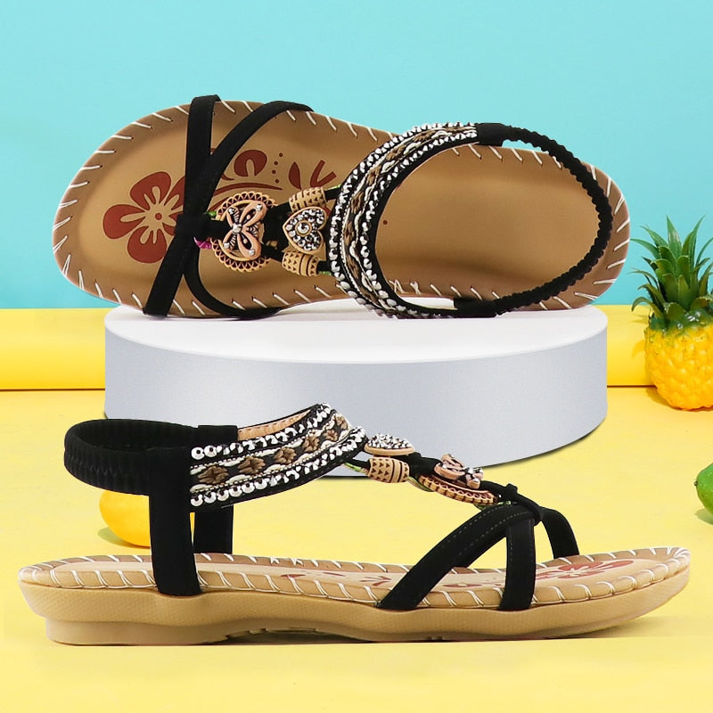 Sandals Women Summer Wedges Shoes Ladies Sandals Butterfly-knot Rhinestone