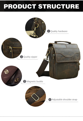 Original Leather Male Casual Shoulder Messenger bag Cowhide Fashion Cross-body