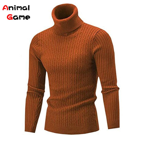 Turtleneck Sweater Casual MenWarm Knitted Sweater Keep Warm