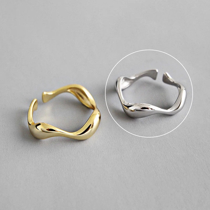 Charming Irregular Chain Geometric Rings Gold Open Rings