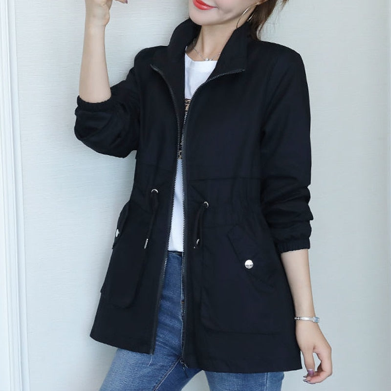 Double Layer Windbreaker Autumn Casual Slim Coat Fashion Plus Size