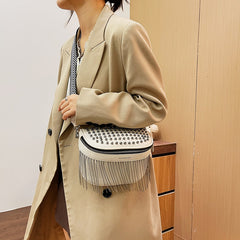 Fashion Tassel Leather Large Capacity Crossbody Chest Bag