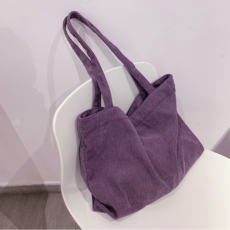 Corduroy BagShoulder Bags Shopper Zipper Eco