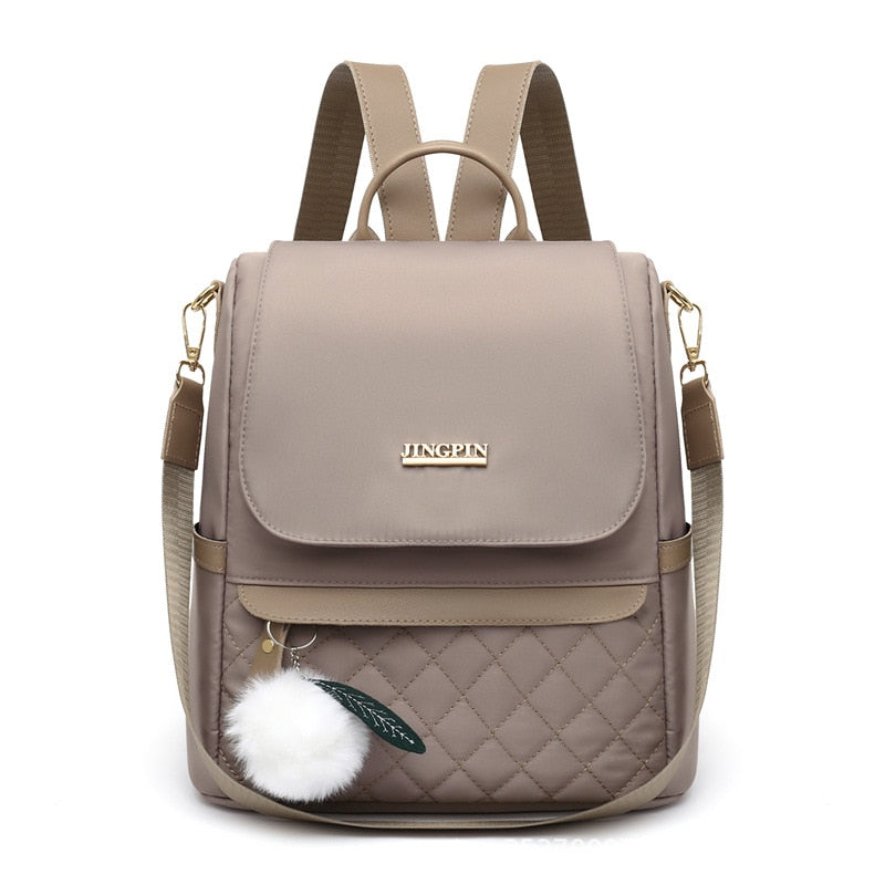 Solid Color Women Shopping Backpack Anti-Theft Travel Bag