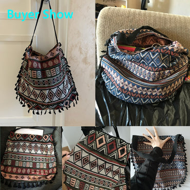 Vintage Bohemian Fringe Shoulder Bag Women Tassel Boho Hippie Gypsy