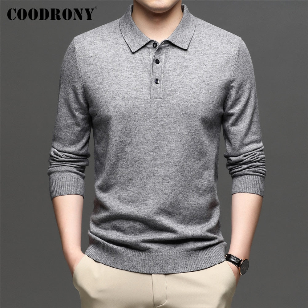 Knitwear Jerseys Pure Color Turn-down Collar Sweater Pullover Men Clothing