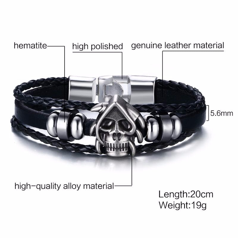 Vintage Rudder Charm Bracelet for Men Multi-layer Leather Rope Bracelets