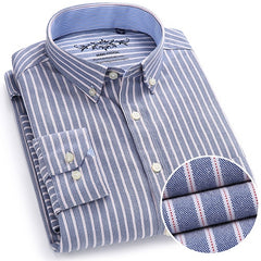 Men Fashion Long Sleeve Solid Oxford Shirt Single Patch Pocket Simple