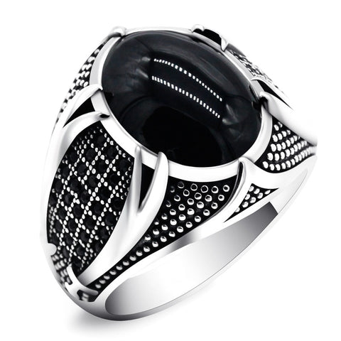 Fashion Generous Rings For Men Simple Black Zircon Geometry Jewelry