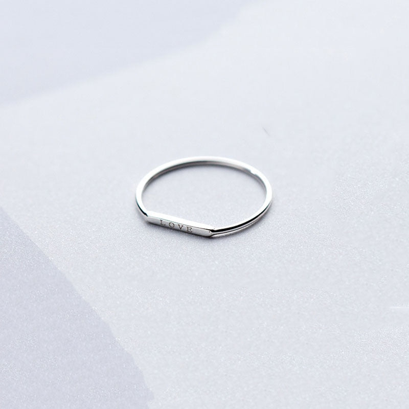 Silver Love Letter Ring For Fashion Women Party Cute Fine Jewelry Minimalist