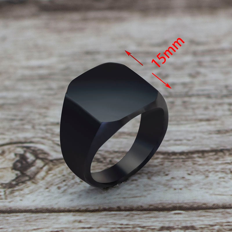 Fashion Simple Style Black Square Ring Classic Ring