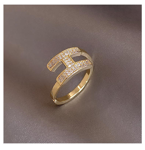 Fashion Jewelry Exquisite Gold Plated Zircon Ring Elegant Adjustable
