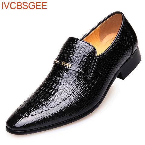 Pattern Leather Dress Shoes for Men Classic Italian Casual