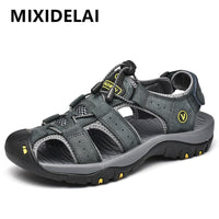 Genuine Leather Men Shoes Summer New Large Size Fashion Sandals Slippers