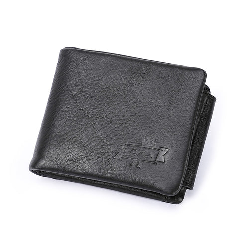 Genuine Men Wallets Vintage Trifold Wallet Zip Coin Pocket Purse