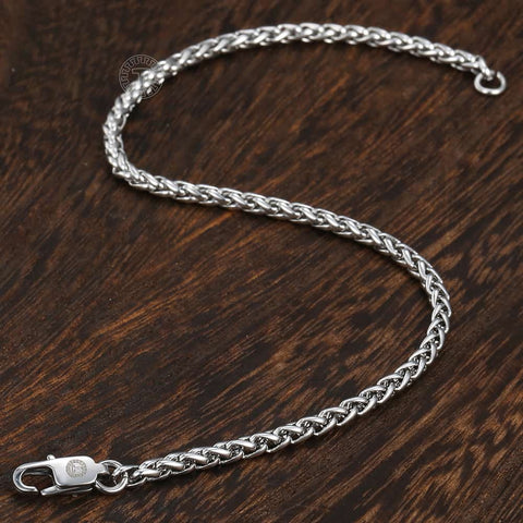 3mm Bracelet for Men Curb Cuban Rolo Box Wheat Link Chain Stainless Steel