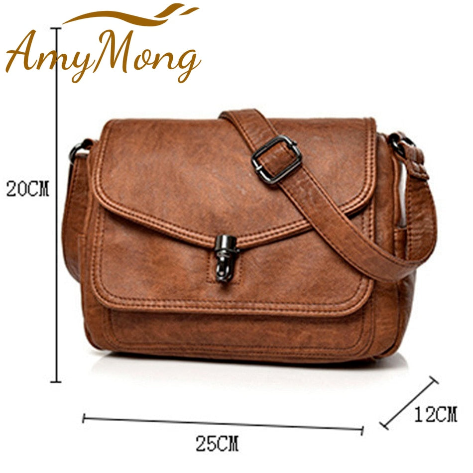 Fashion Leather Handbag Purses Female Retro Shoulder Crossbody Messenger Bag