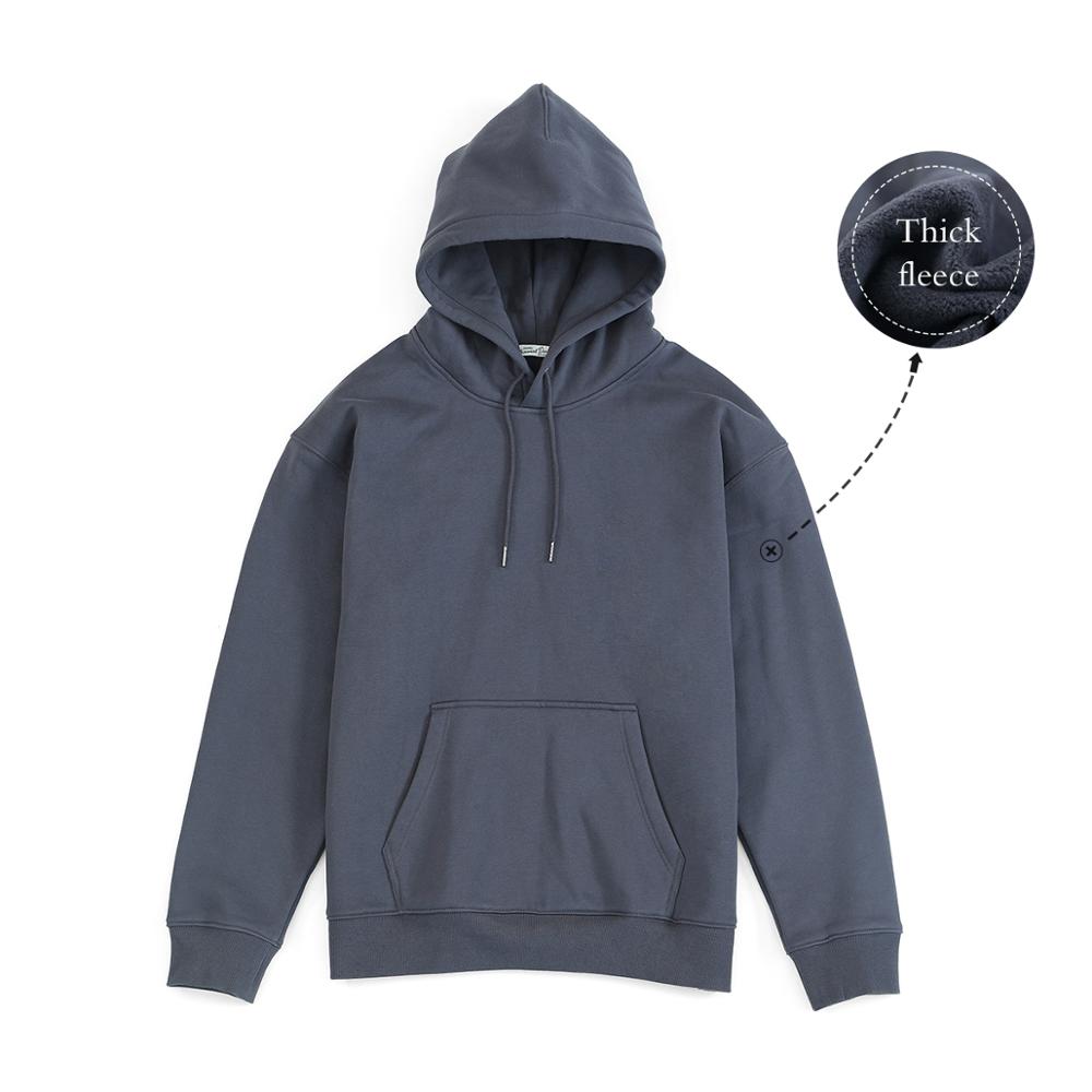 Hooded Hoodies Men Thick 360g Fabric Solid Basic Sweatshirts Jogger Texture Pullovers