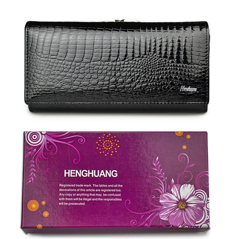 Genuine Leather Women Wallet Long Zipper Wallet