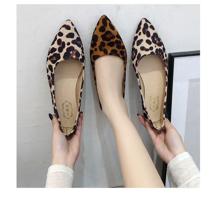 Leopard Flat Fashion Classic Flats Casual Pointed Toe Slip On Shoes