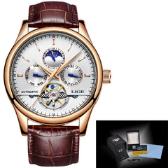 Relogio Masculin Mens Watches Automatic Mechanical Watch Men Leather Waterproof