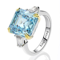 Silver Created Moissnite Citrine Diamonds Gemstone Ring Fine Jewelry
