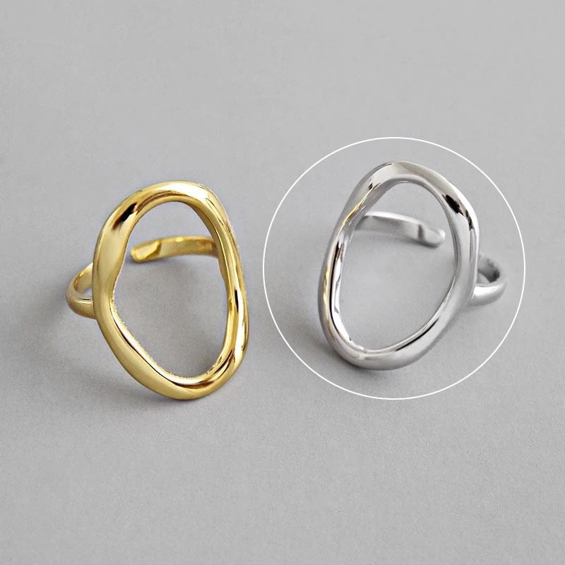 Charming Irregular Chain Geometric Rings Gold Open Rings