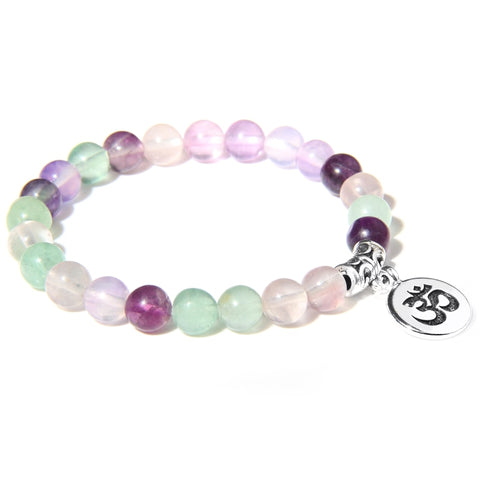 Handmade Natural Stone Lotus Ohm Buddha Beads Bracelet