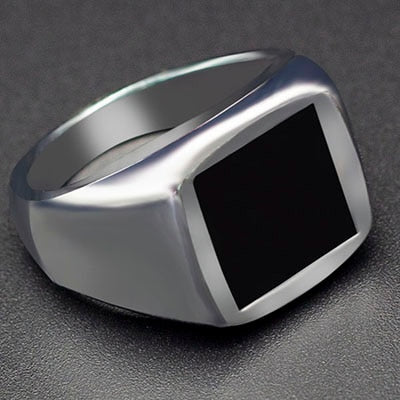 Fashion Simple Style Black Square Ring Classic Ring