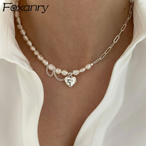 Necklace for Women Trendy Elegant Asymmetry Chain Pearls