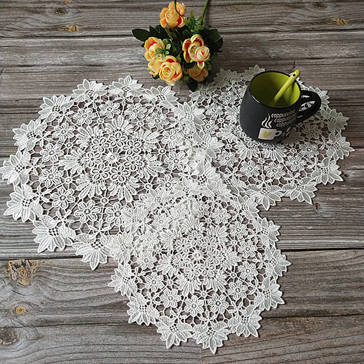 flower Lace Round Embroidery table place mat