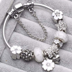 Vintage Silver Color Charms Bracelets Beads Brand