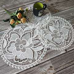 flower Lace Round Embroidery table place mat