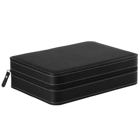 Portable Watch Box Organizer PU Leather Casket with Zipper Classic Style
