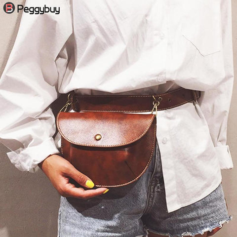 Fashion Leather Belt Bag Women Phone Pouch Fanny Pack