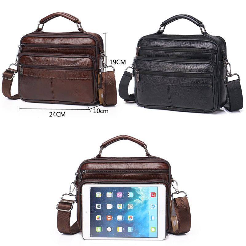 Men Genuine Leather Shoulder Bag Fashion Zipper Shoulder Messenger