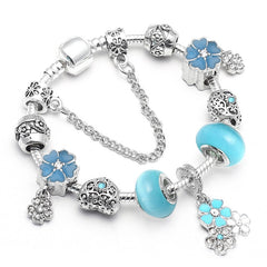 Vintage Silver Color Charms Bracelets Beads Brand