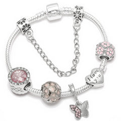 Vintage Silver Color Charms Bracelets Beads Brand